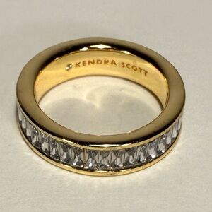 Kendra Scott Jack Band Ring Gold Crystal Size 7 Stackable Pavé Crystal Band